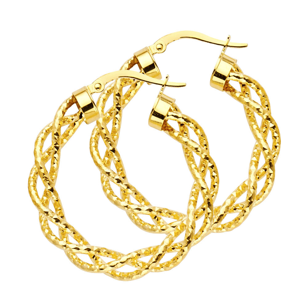 14KY BRAIDED HOL HOOP EAR