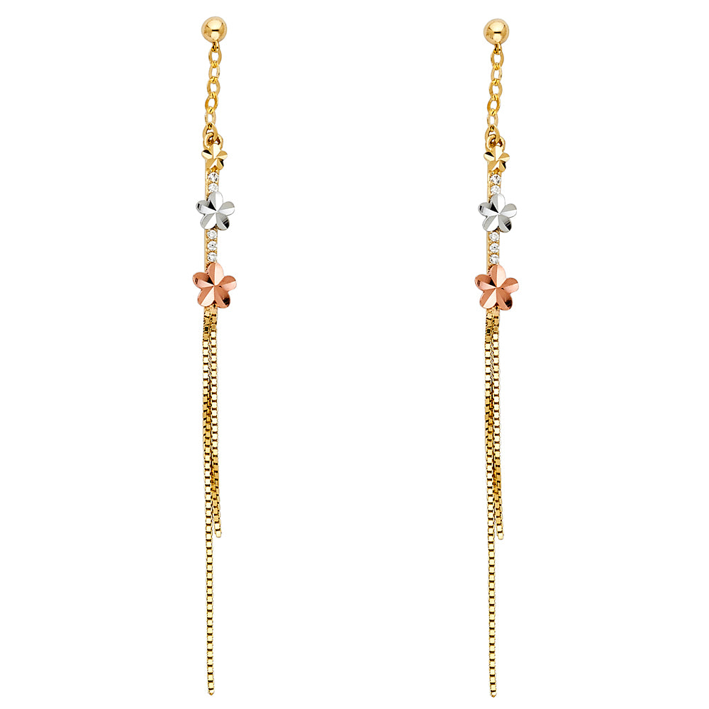 14K 3C DANGLING EARRINGS