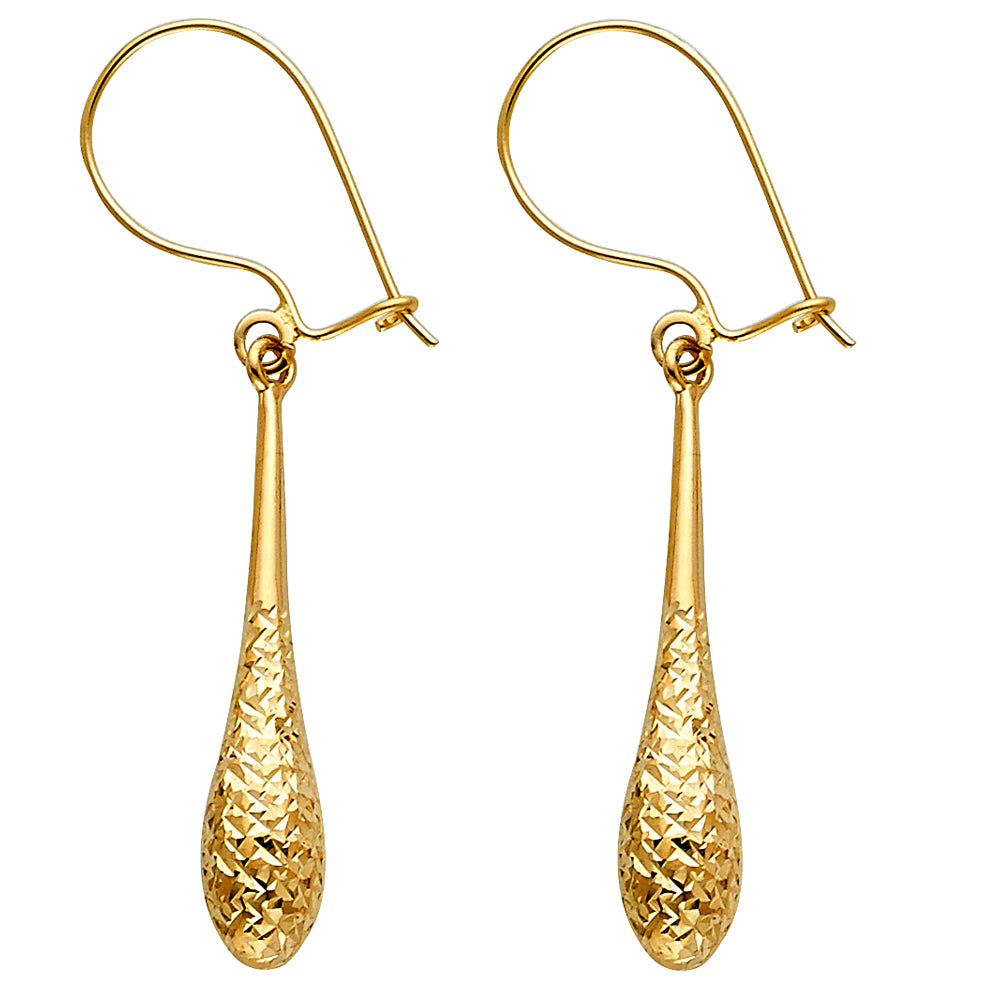 14KY D/C HOL TEAR DROP HANG EAR