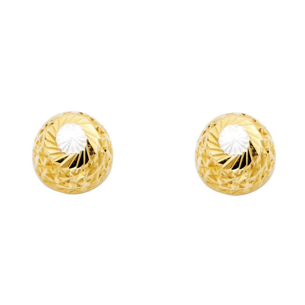 14K 2T 9.5MM D/C HBALL EAR W/PB