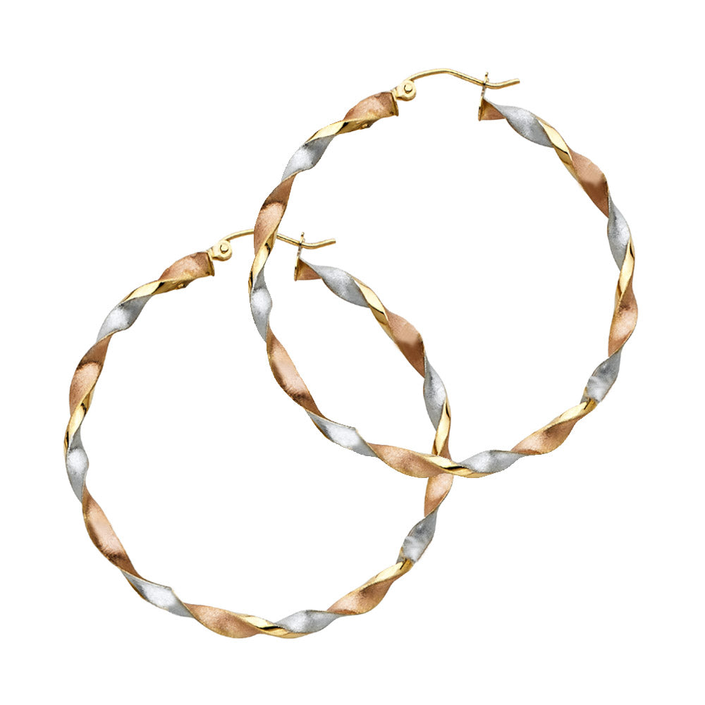 14K 3C CURLED HOLLOW HOOP EAR