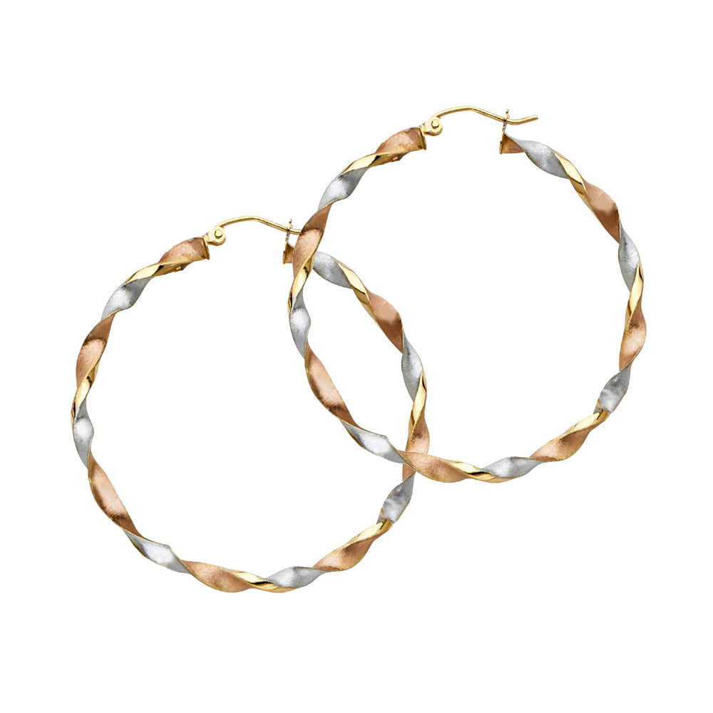 14K 3C CURLED HOLLOW HOOP EAR