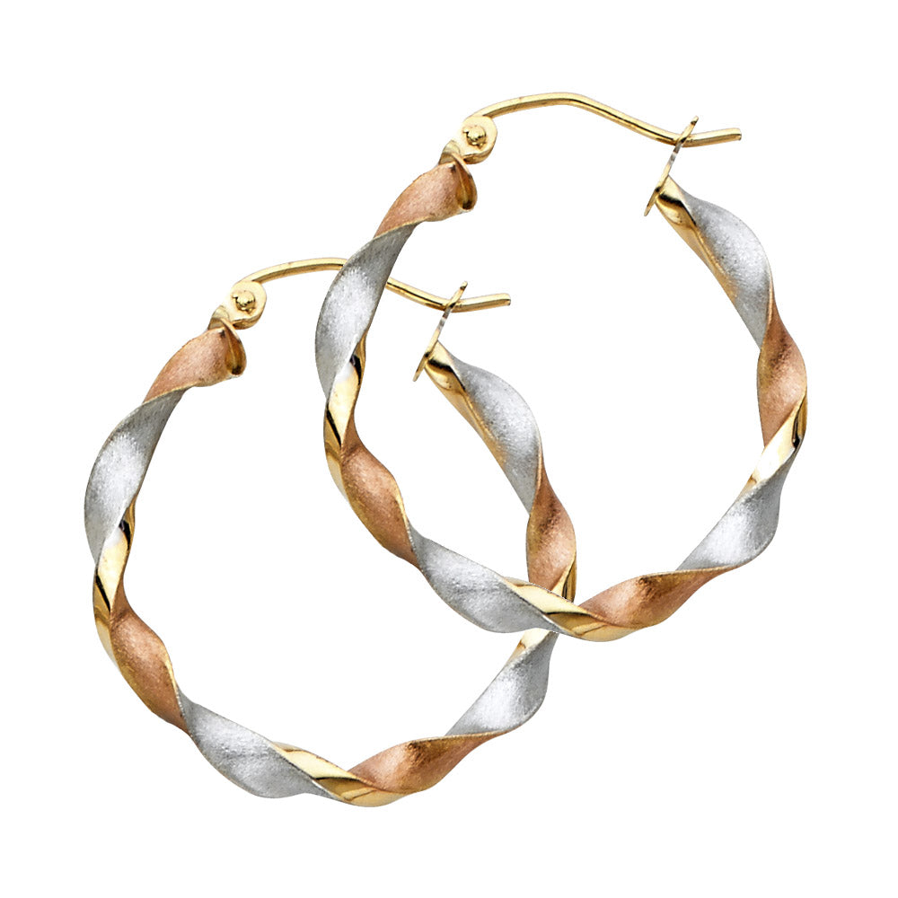 14K 3C CURLED HOLLOW HOOP EAR