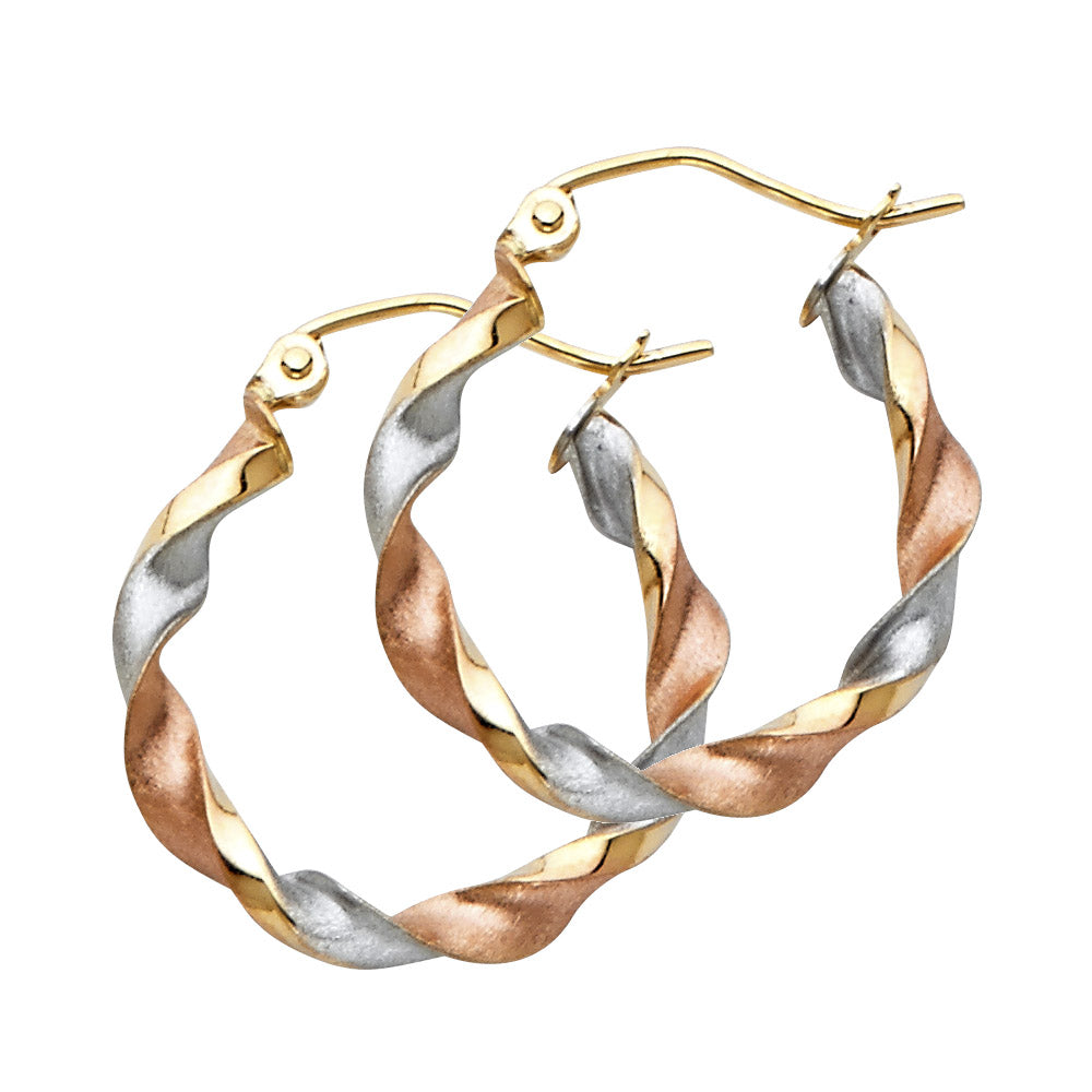 14K 3C CURLED HOLLOW HOOP EAR