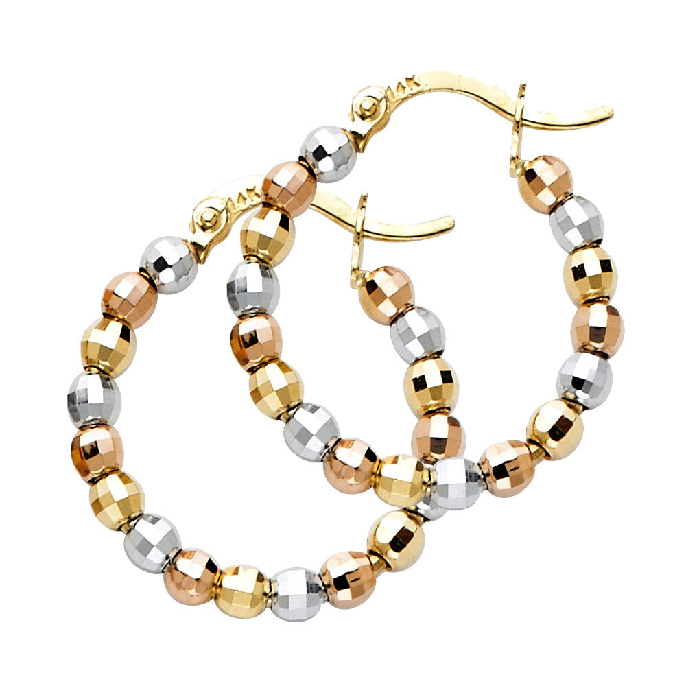 14K 3C DISCO BALL HOOP EARRING