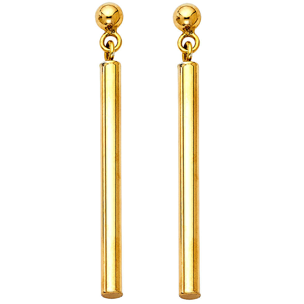 14KY RD BAR HANGING EARRING