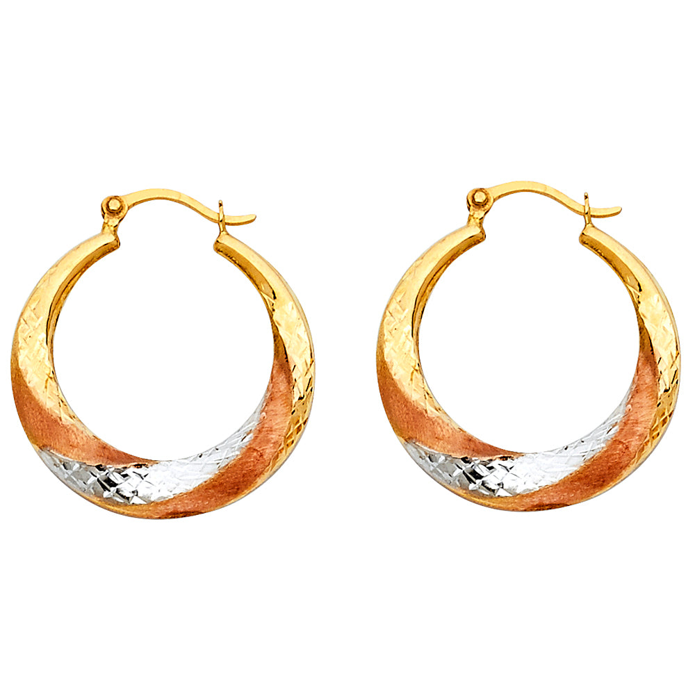 14K 3C FANCY HOLLOW HOOPS