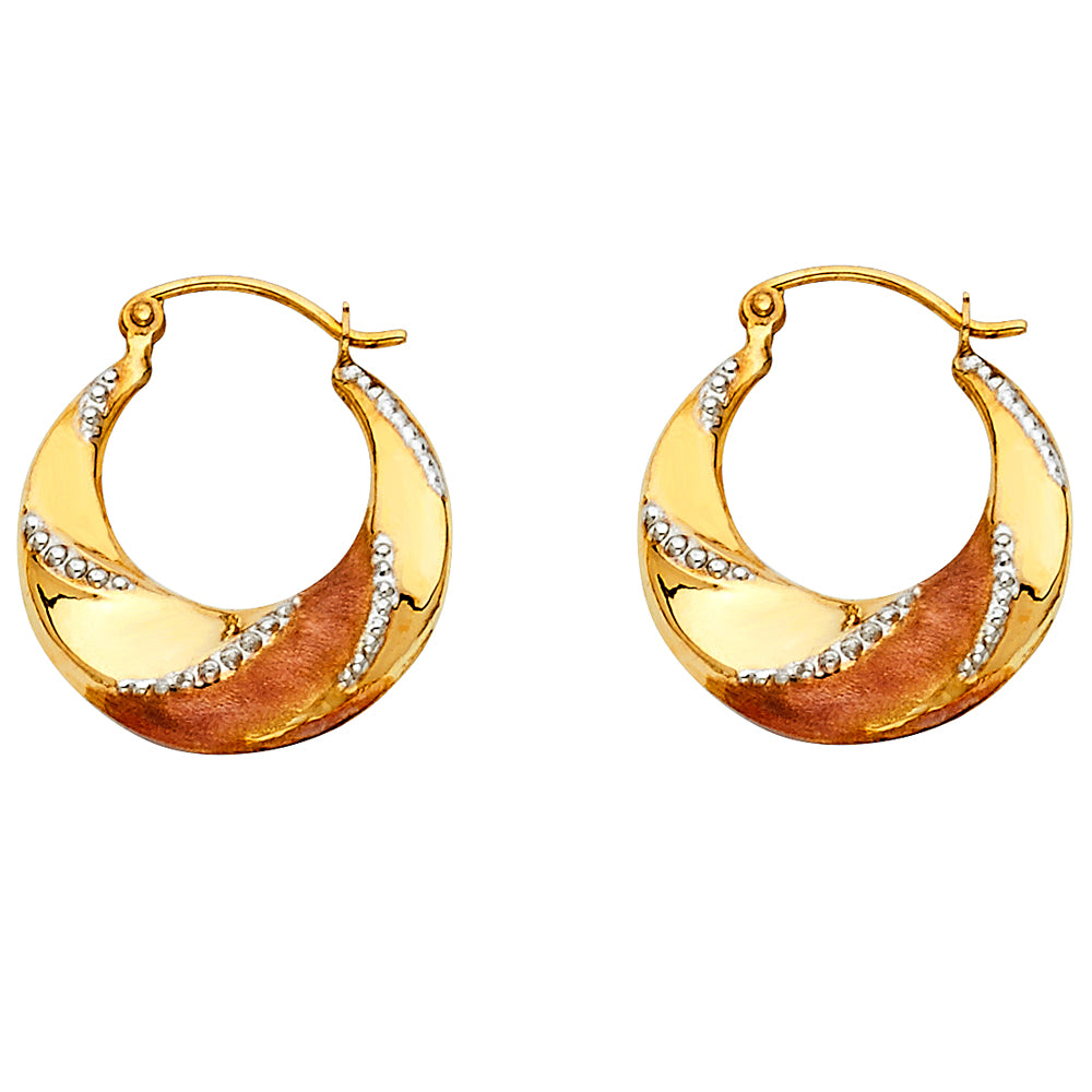 14K 3C FANCY HOLLOW HOOPS