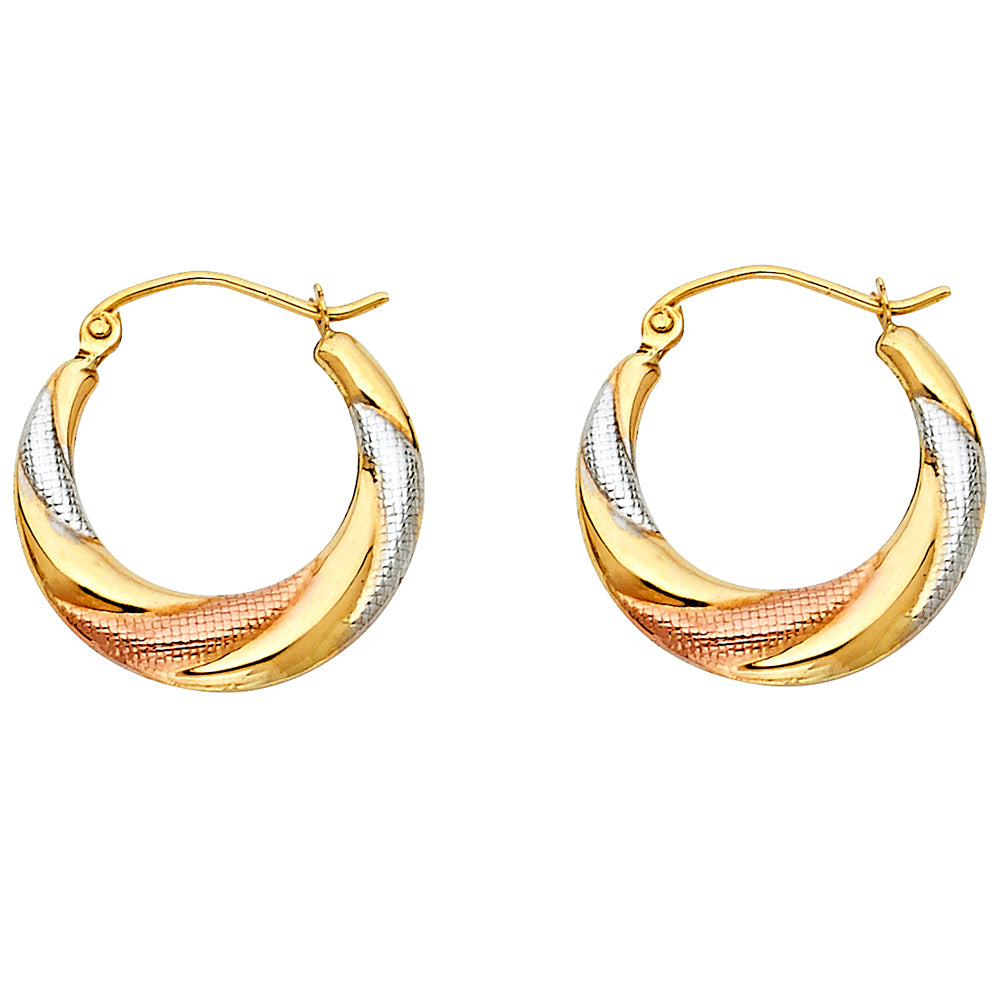 14K 3C FANCY HOLLOW HOOPS