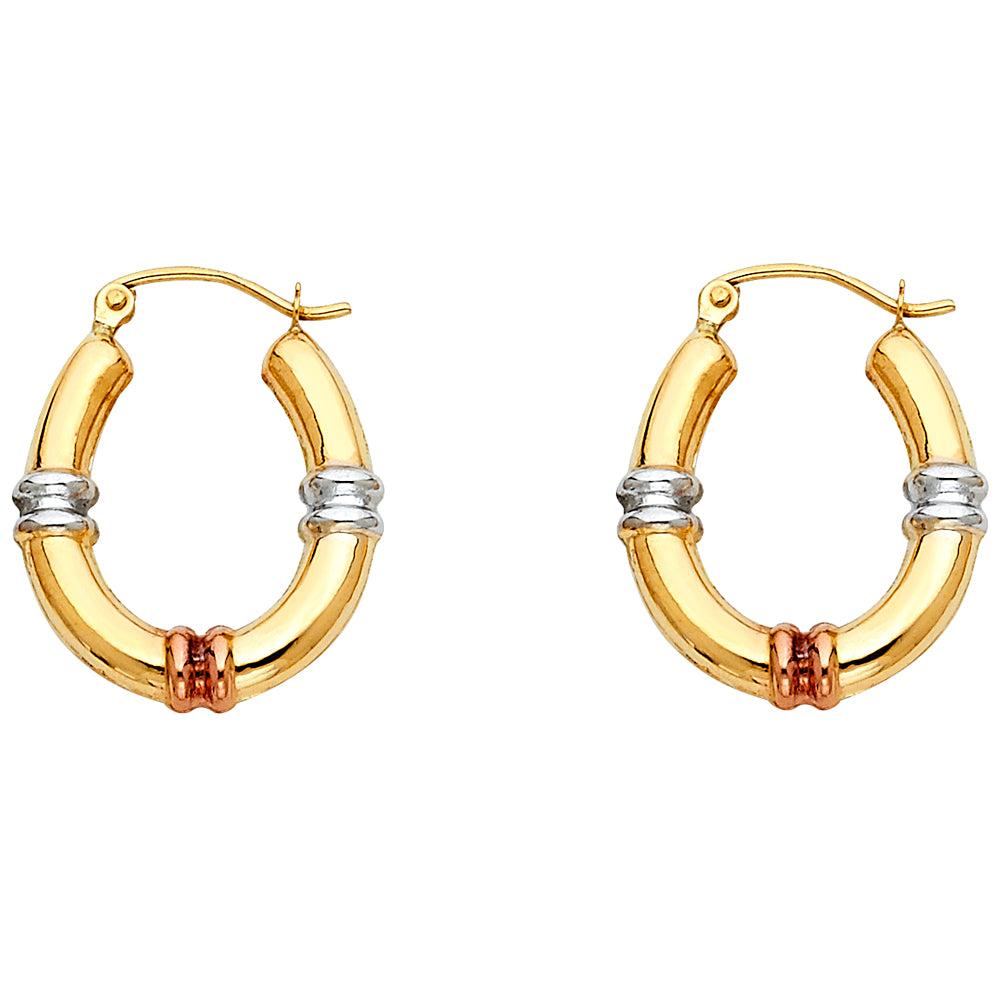 14K 3C FANCY HOLLOW HOOPS