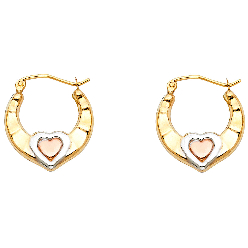 14K 3C FANCY HOLLOW HOOPS