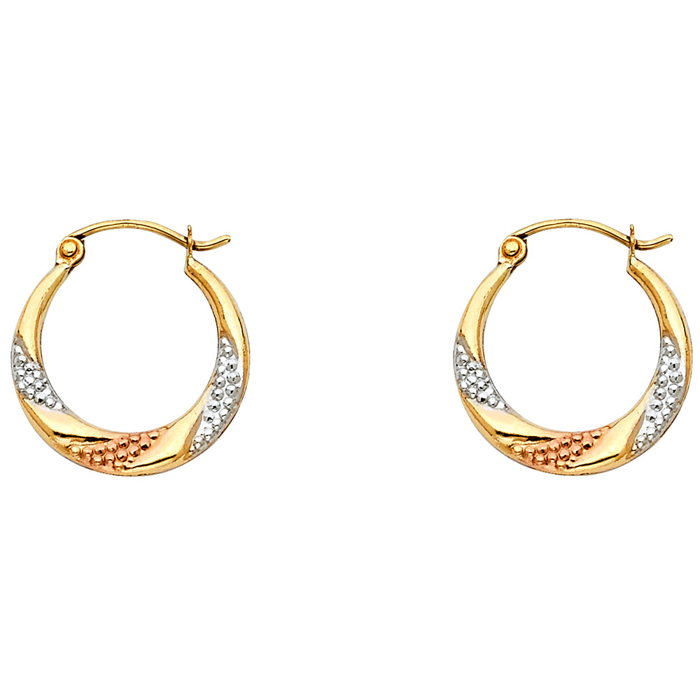 14K 3C FANCY HOLLOW HOOPS