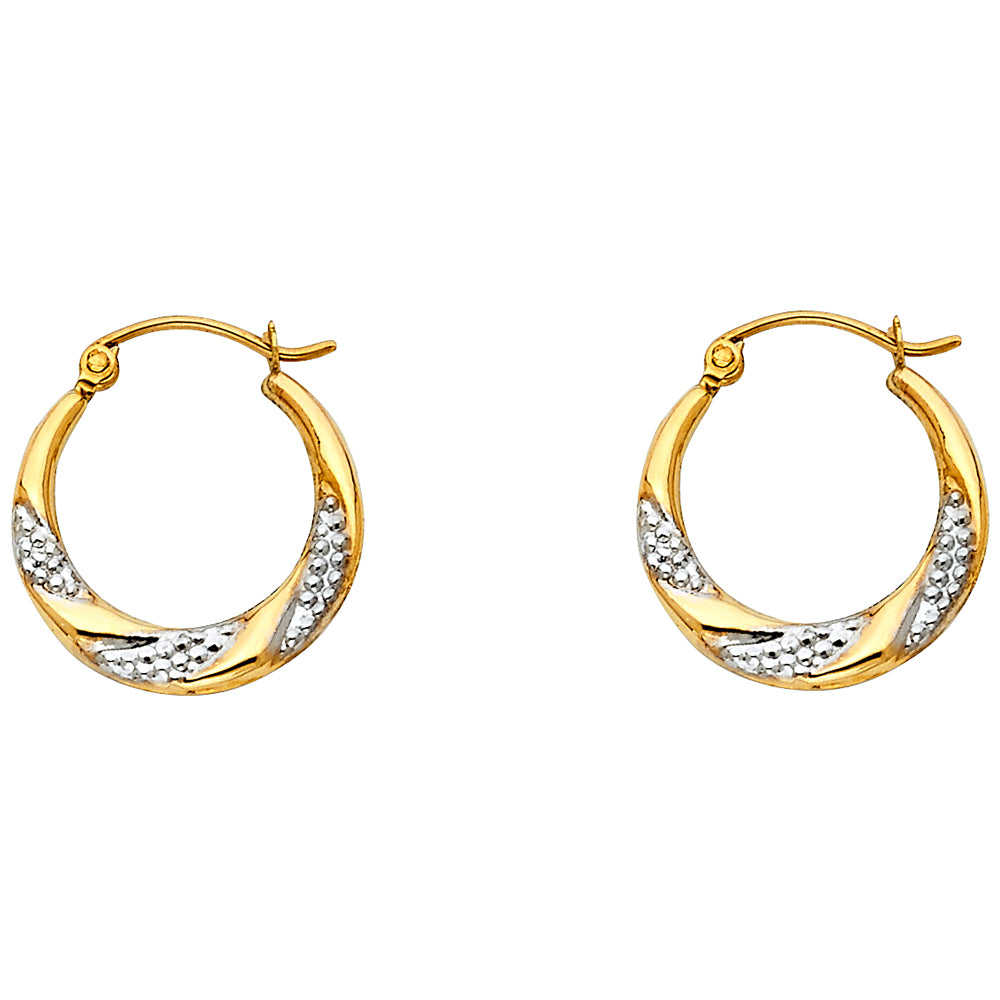 14K 2T FANCY HOLLOW HOOPS