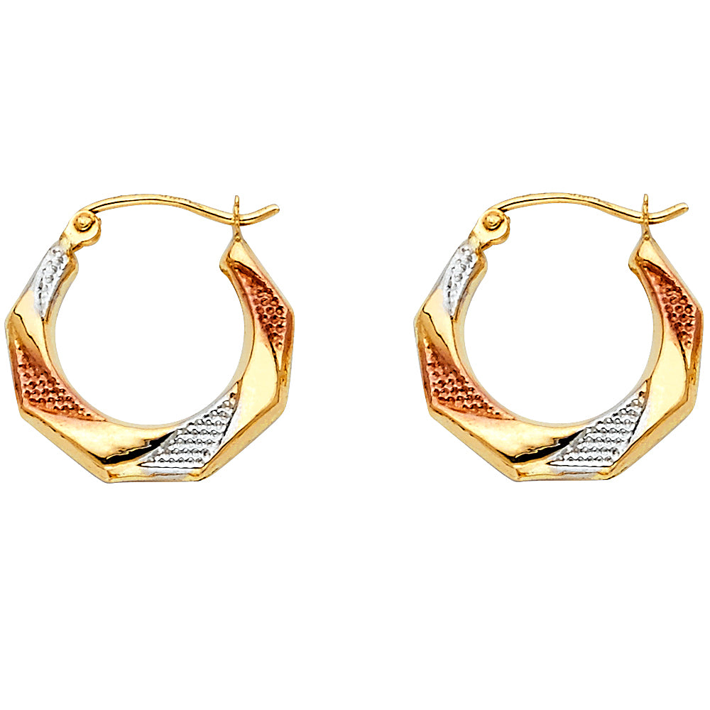 14K 3C FANCY HOLLOW HOOPS