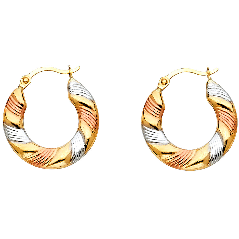 14K 3C FANCY HOLLOW HOOPS