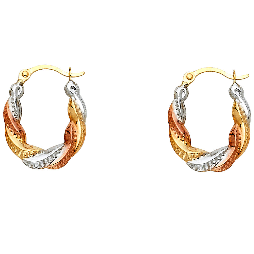 14K 3C FANCY HOLLOW HOOPS