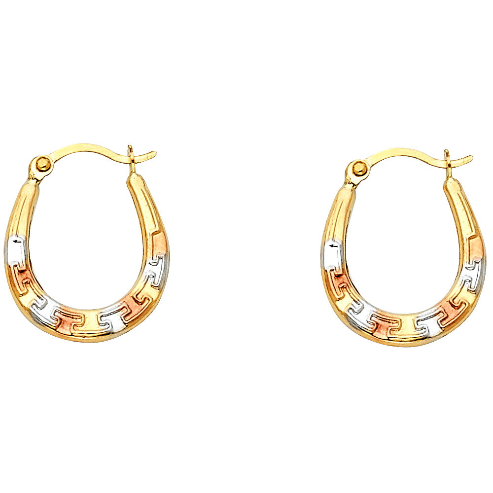 14K 3C FANCY HOLLOW HOOPS