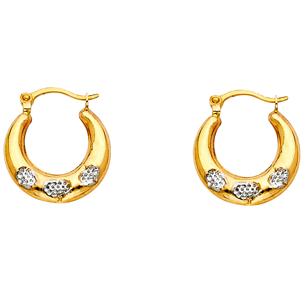 14K 2T FANCY HOLLOW HOOPS