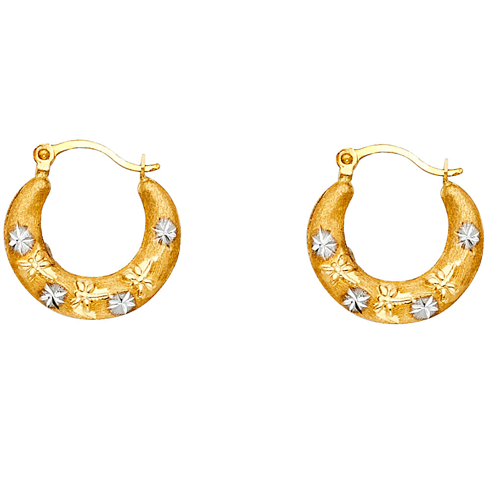 14K 2T FANCY HOLLOW HOOPS