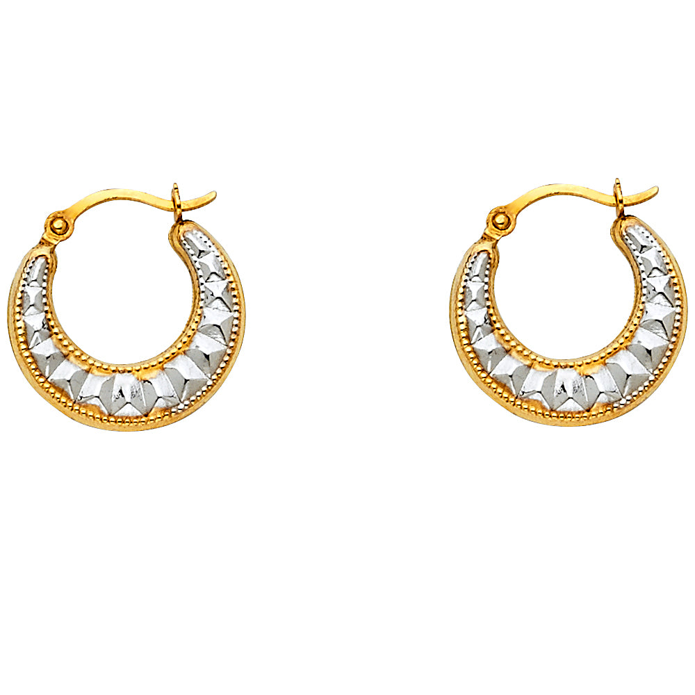 14K 2T FANCY HOLLOW HOOPS