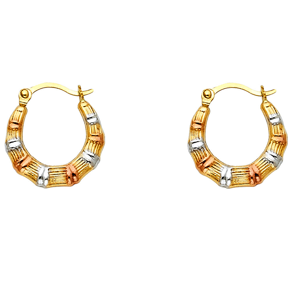 14K 3C FANCY HOLLOW HOOPS
