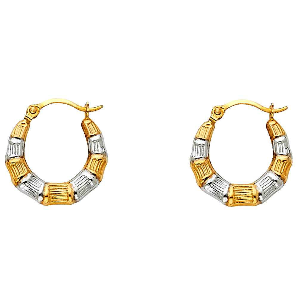 14K 2T FANCY HOLLOW HOOPS