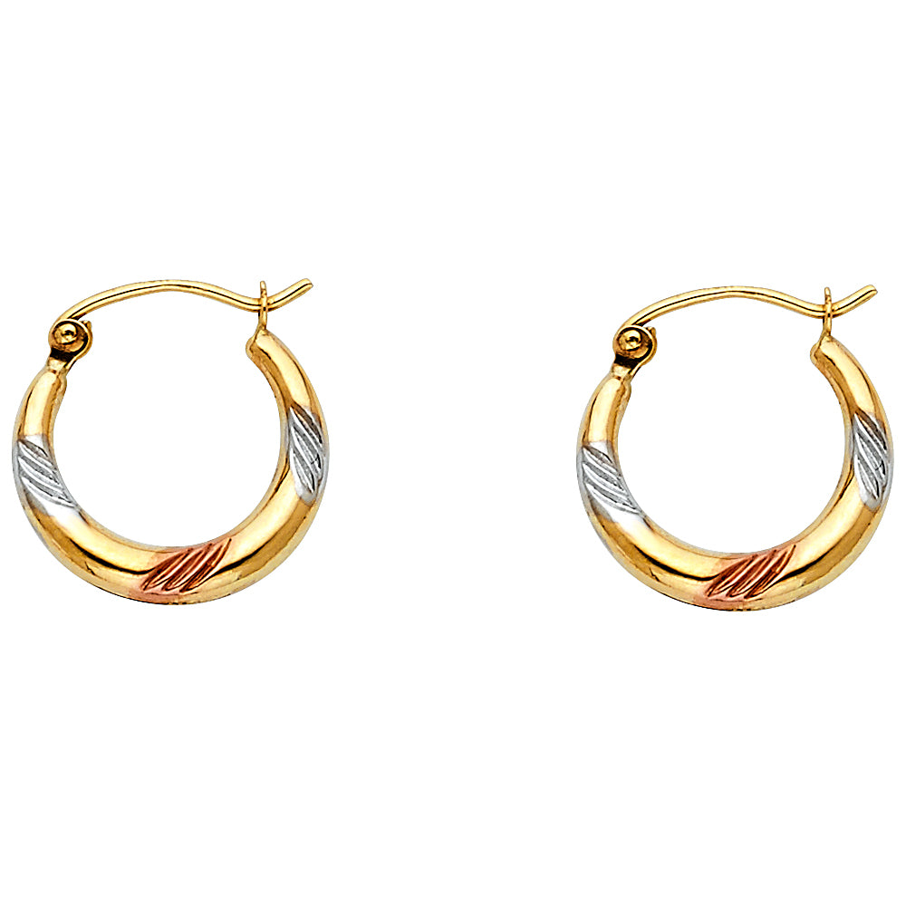 14K 3C FANCY HOLLOW HOOPS