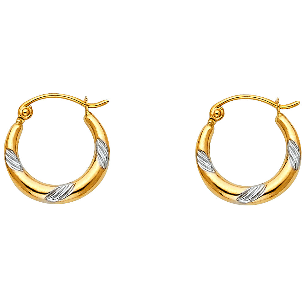 14K 2T FANCY HOLLOW HOOPS