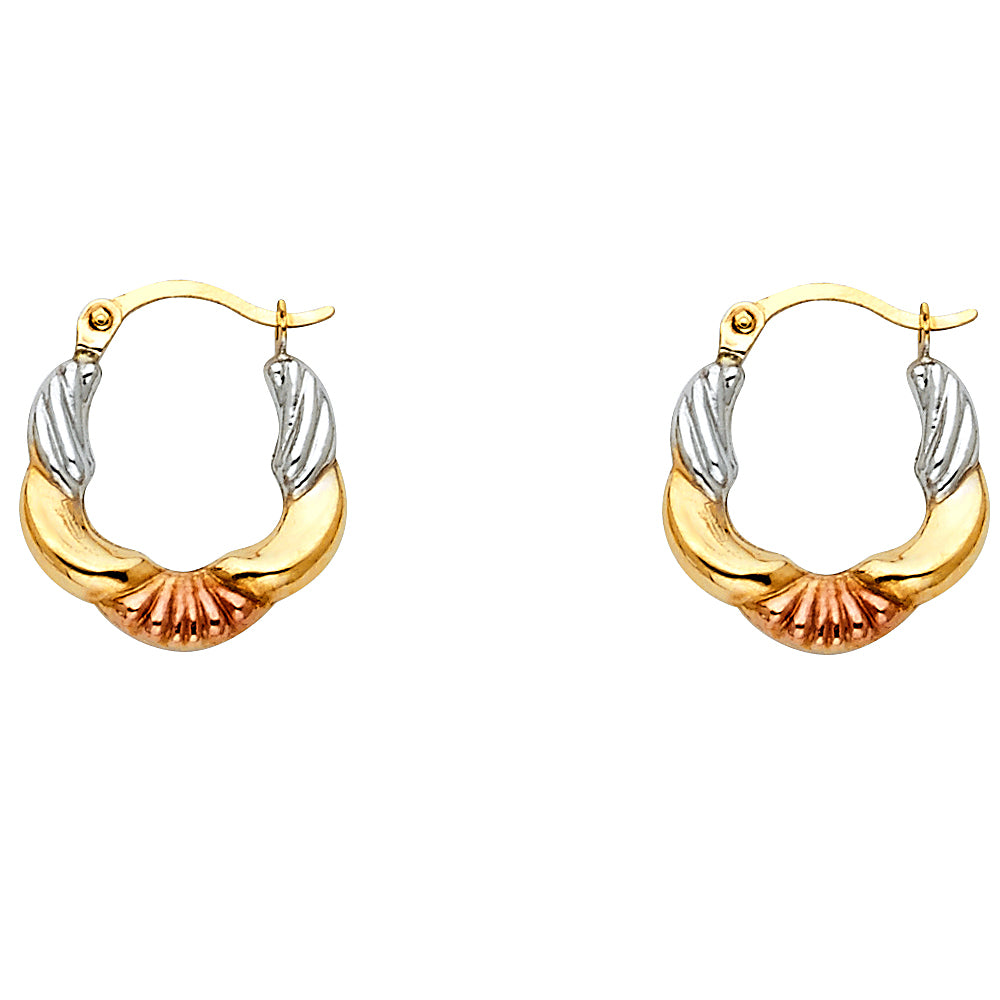 14K 3C FANCY HOLLOW HOOPS