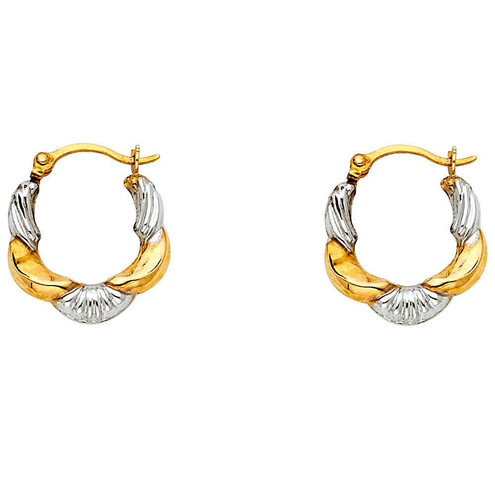 14K 2T FANCY HOLLOW HOOPS