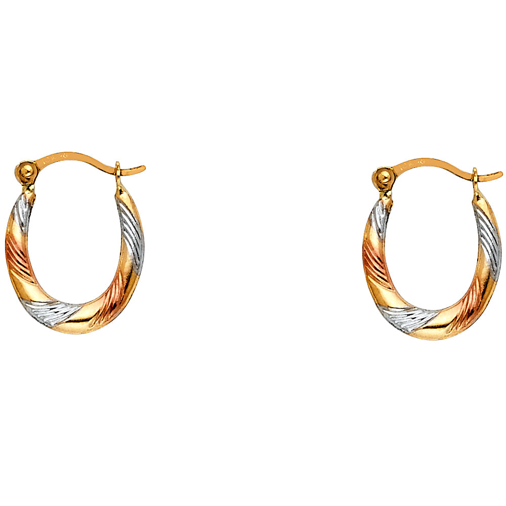 14K 3C FANCY HOLLOW HOOPS