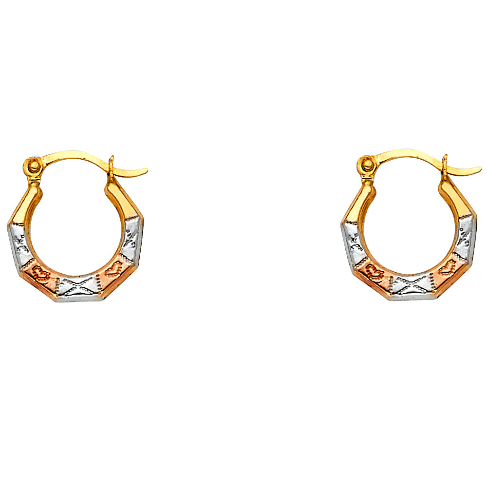 14K 3C FANCY HOLLOW HOOPS