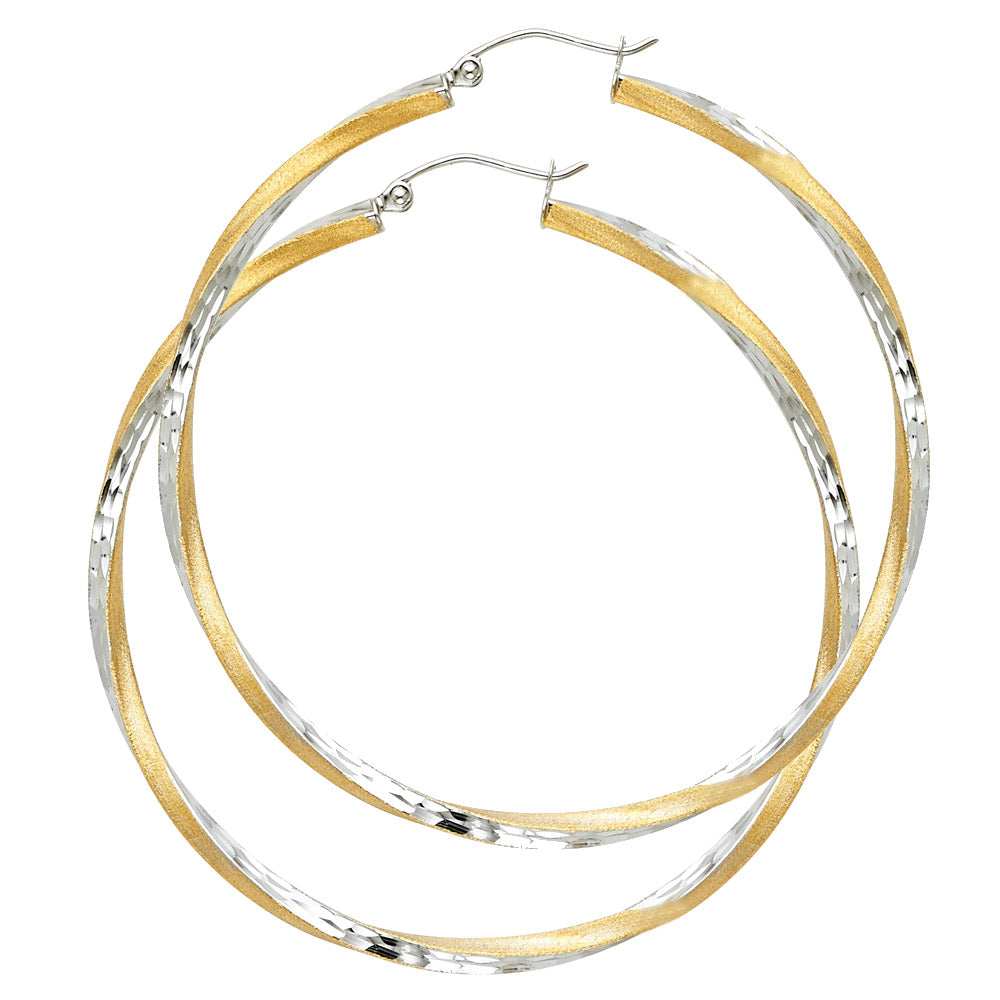 14K 2T SF DC 2.6MM SWIRL HOOP