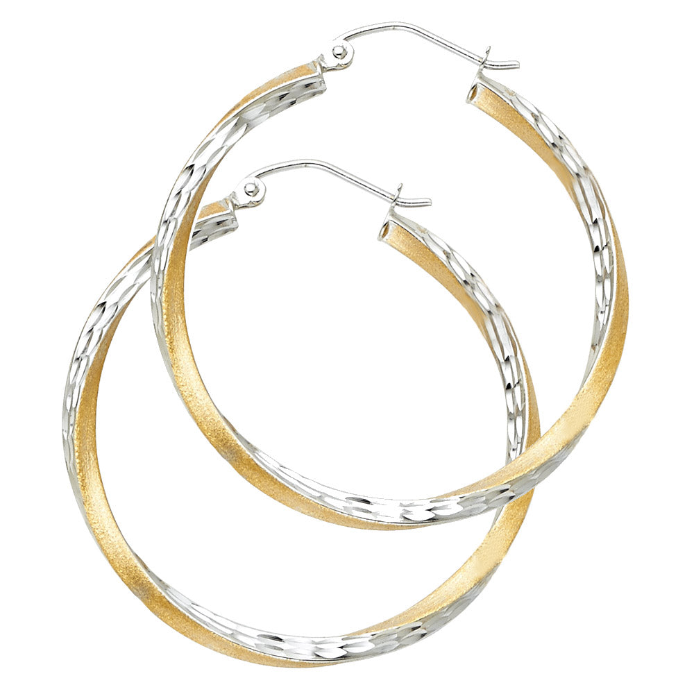 14K 2T SF DC 2.6MM SWIRL HOOP