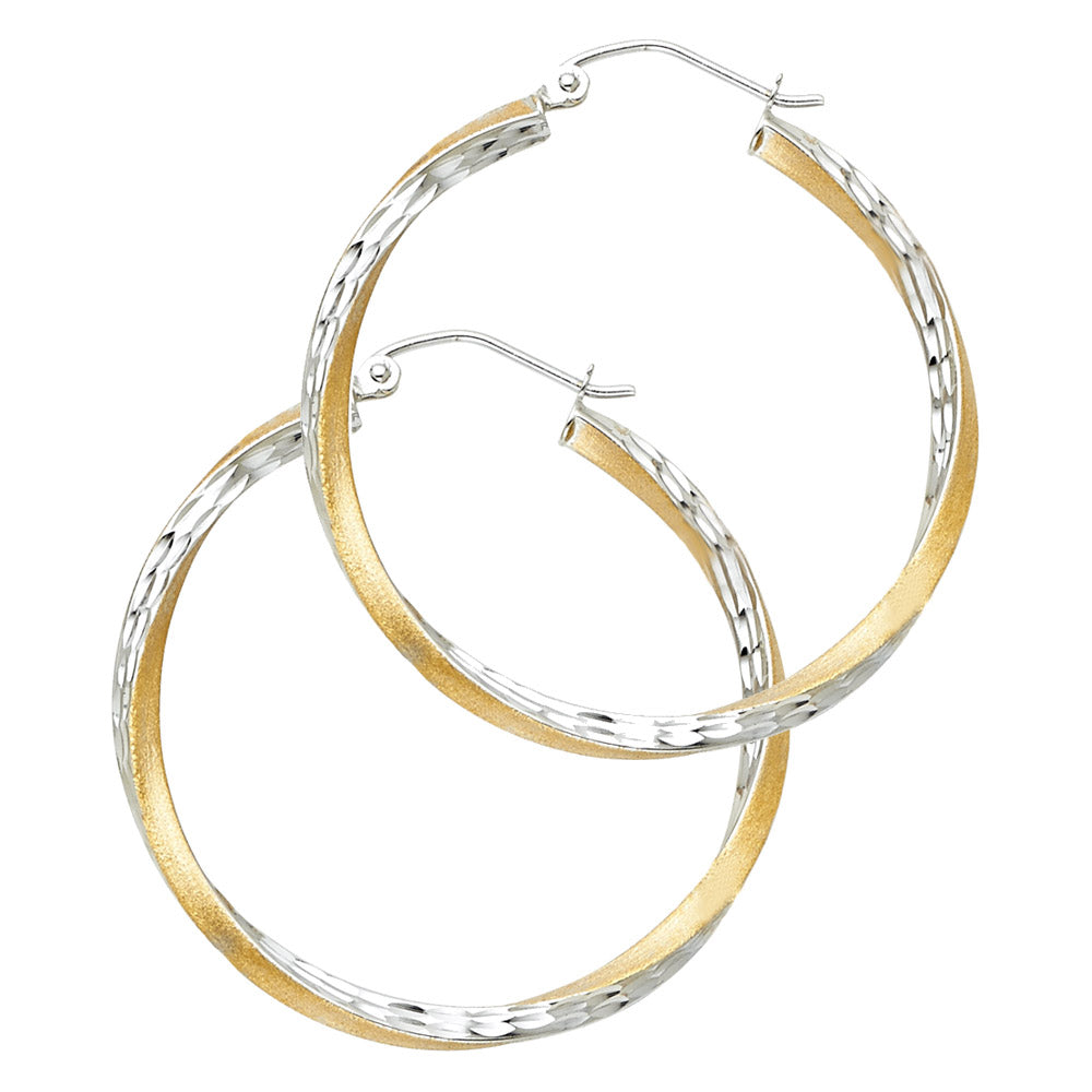 14K 2T SF DC 2.6MM SWIRL HOOP