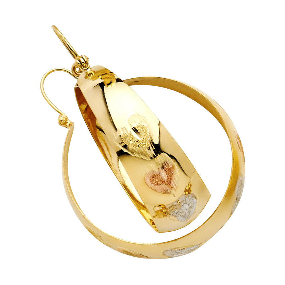 14K 3C HEART DC GRADUATED HOOPS