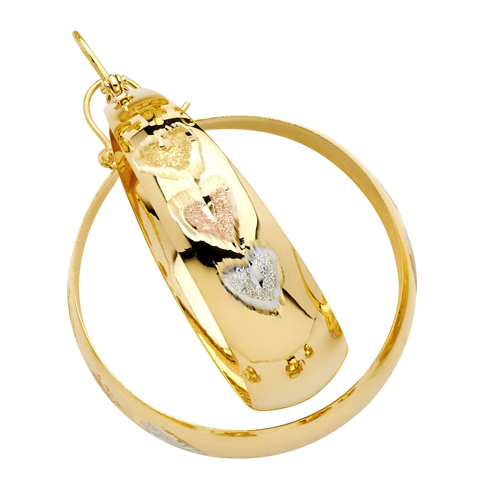14K 3C HEART DC GRADUATED HOOPS