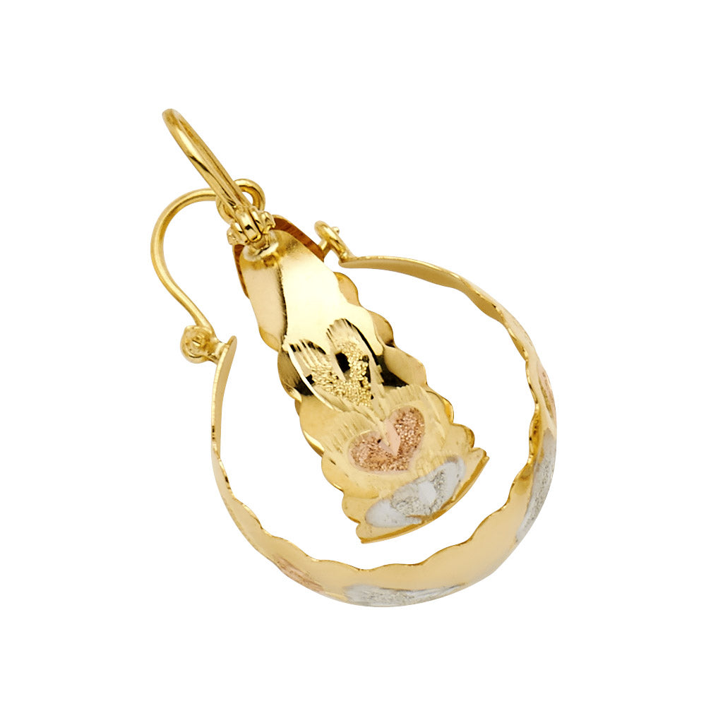 14K 3C HEART DC GRADUATED HOOPS