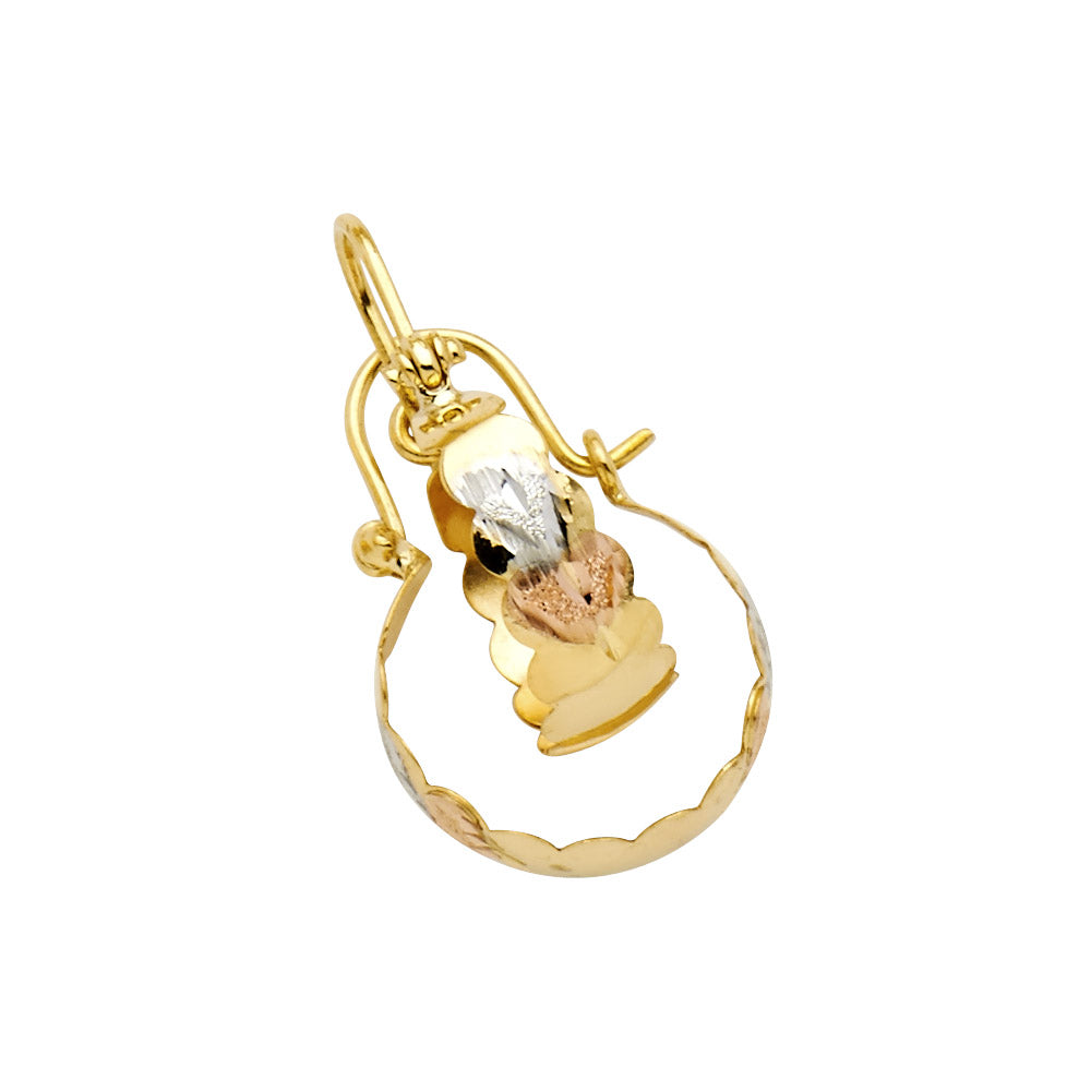 14K 3C HEART DC GRADUATED HOOPS
