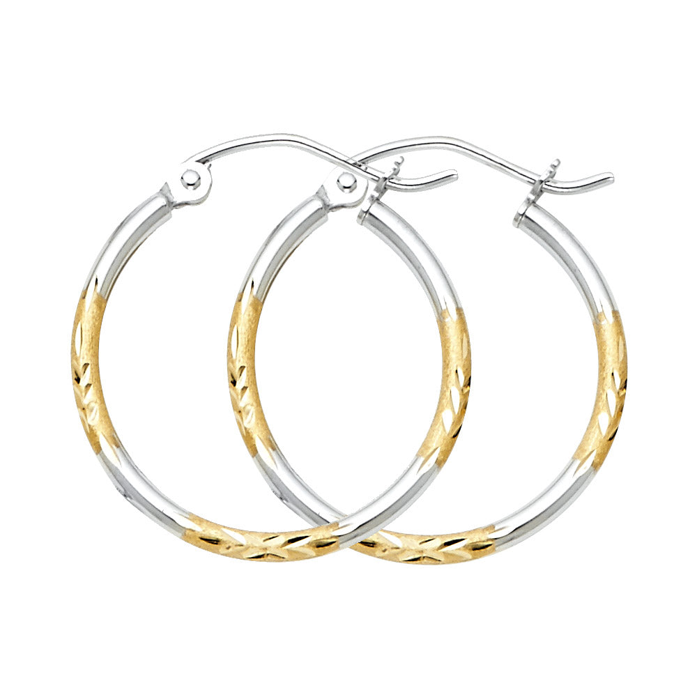 14K 2T BUD DC HOOP EARRING