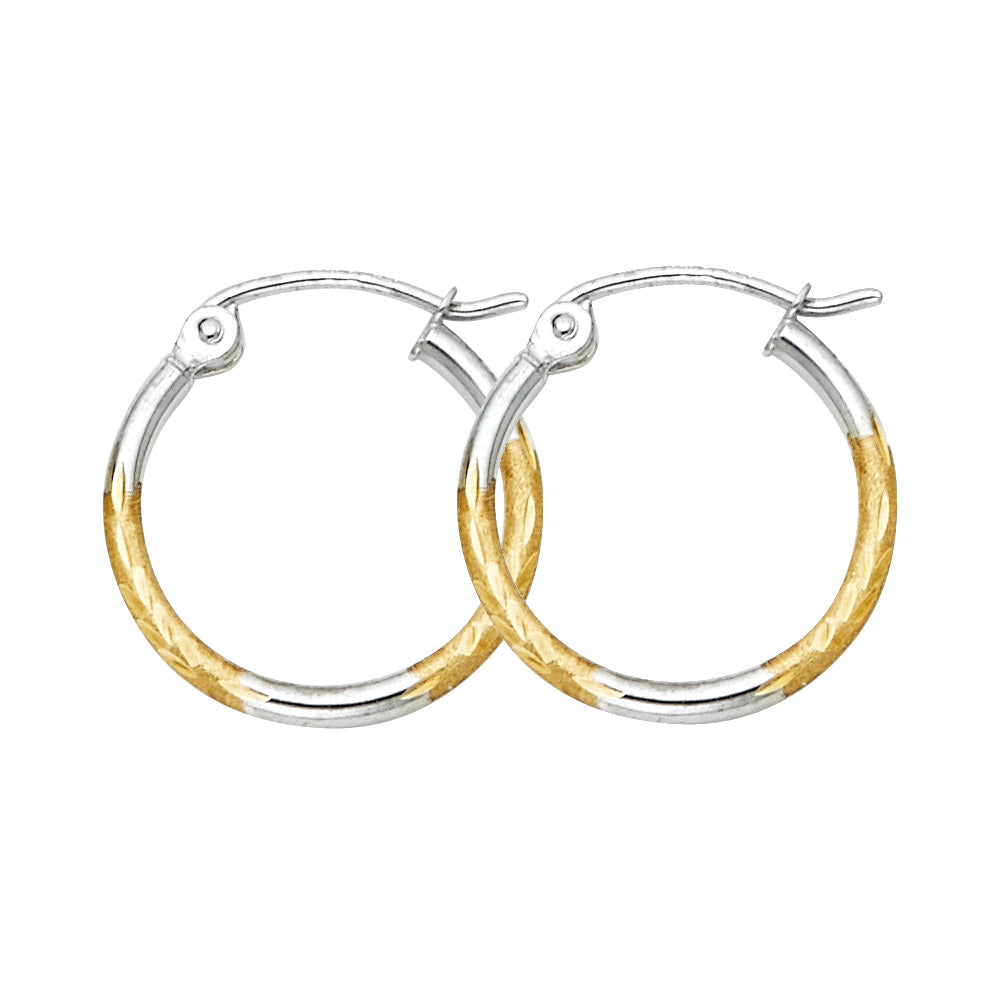 14K 2T BUD DC HOOP EARRING