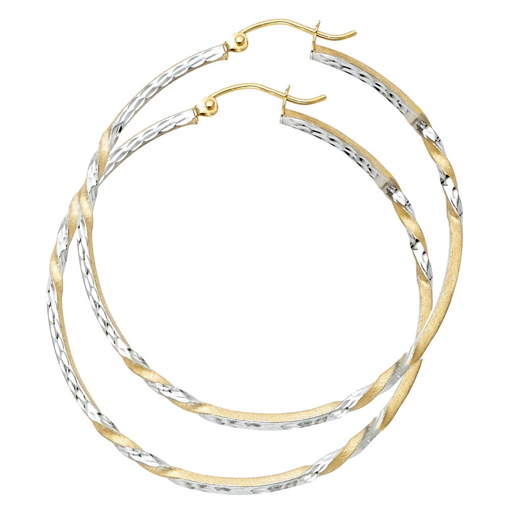 14K 2T CURLED HOOP EARRING