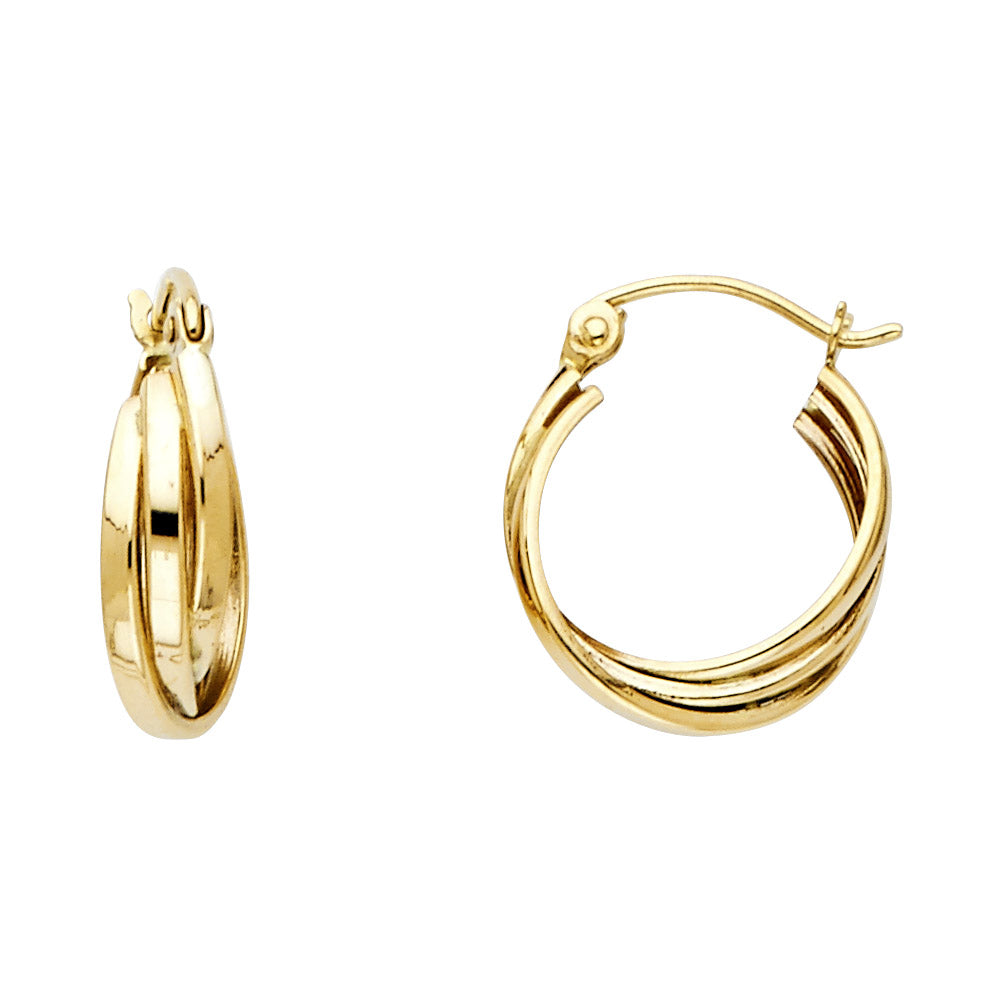 14KY 3LINE HOOP EARRING