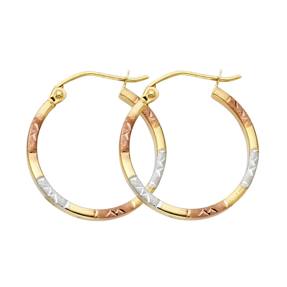 14K 3C DC SQ HOOP EARRING