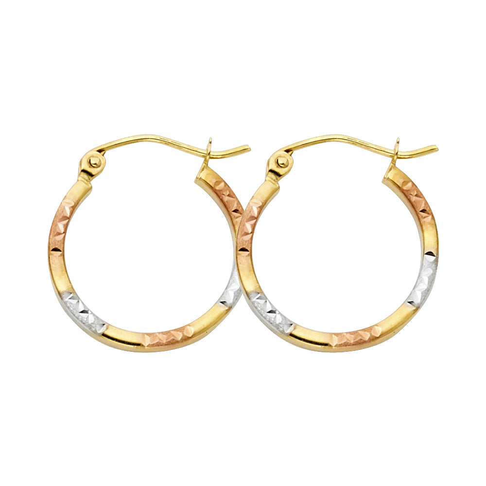 14K 3C DC SQ HOOP EARRING