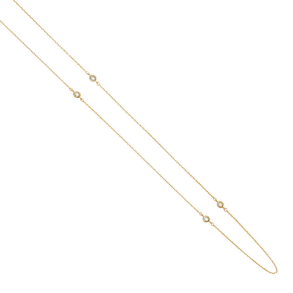 14KY CZ Bazel by the Yard Necklace  17+1