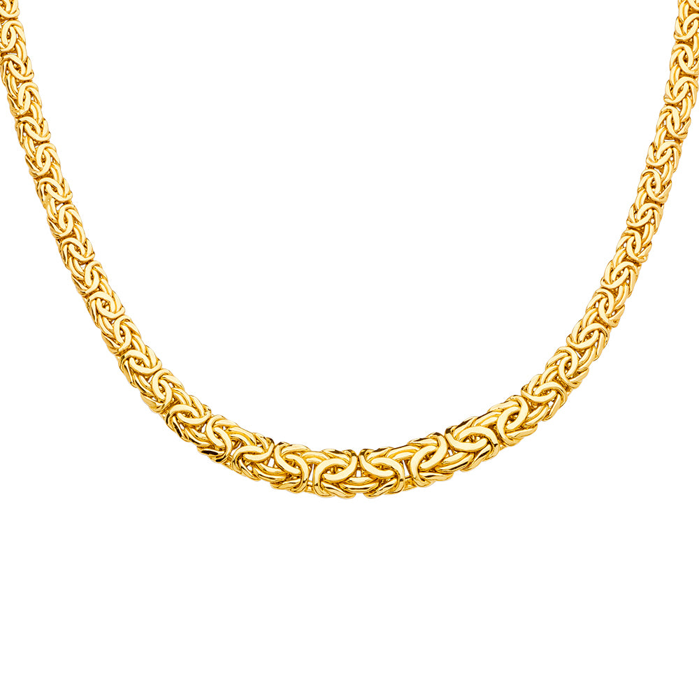 14KY Graduated Oval Hollow Byzantine Necklace