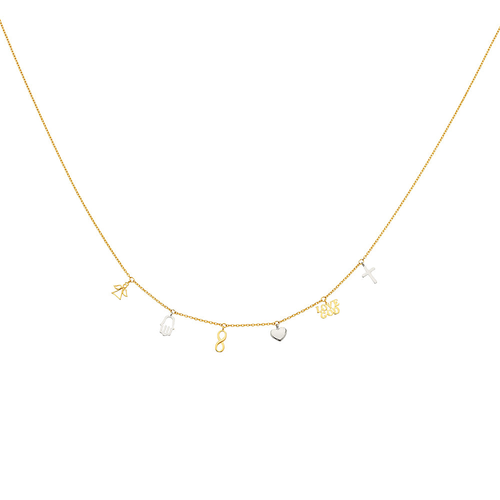 14K 2T Dangling Light Chain Necklace