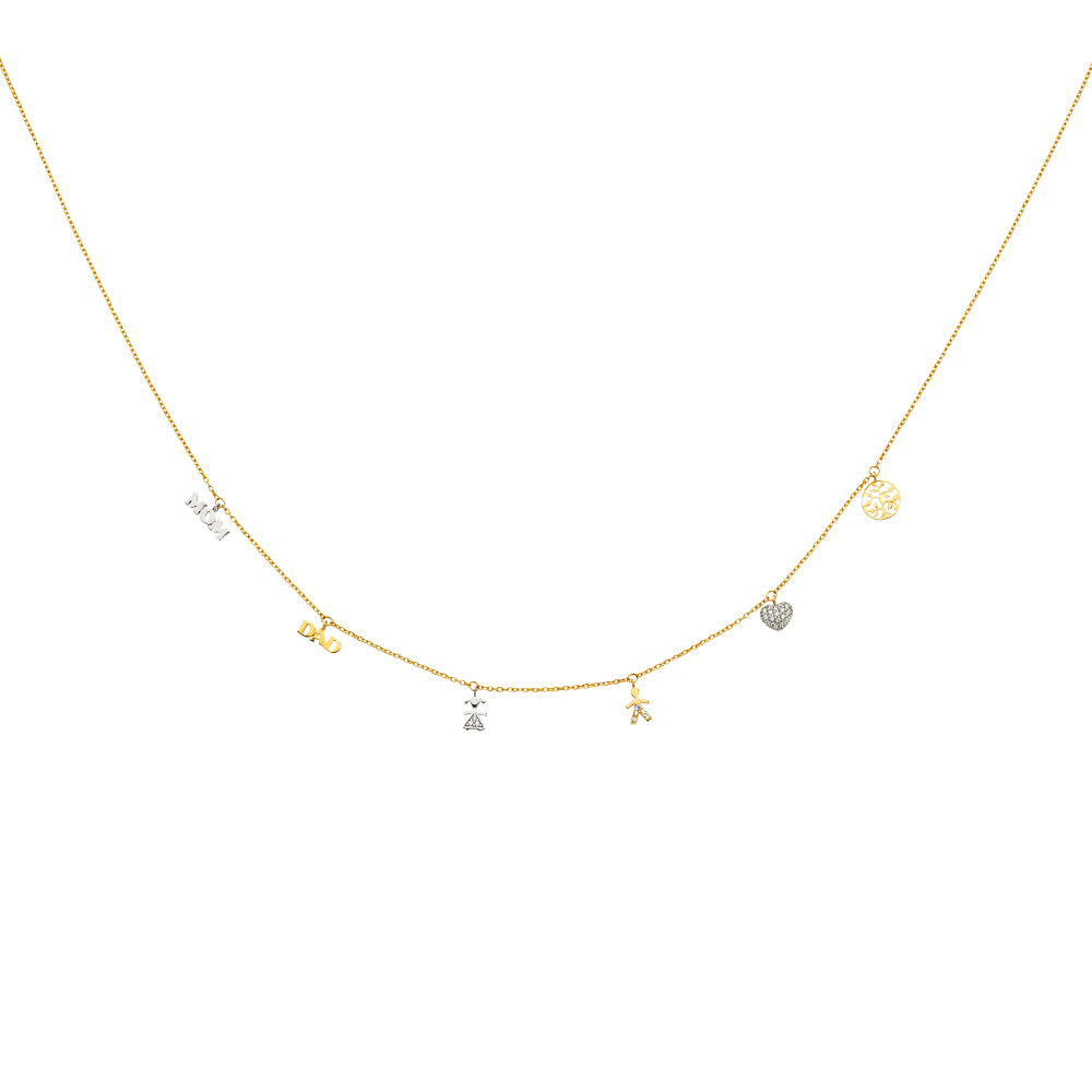 14K 2T Dangling Light Chain Necklace