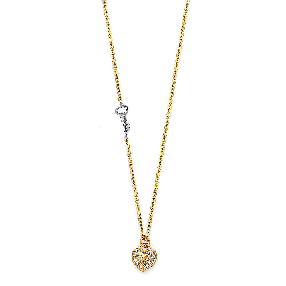 14K 2T HEART NECKLACE